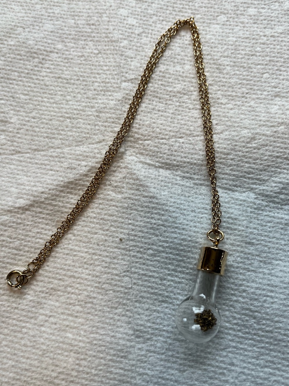 Vintage Gold Glass Bulb Pendant Necklace - Women Jewelry